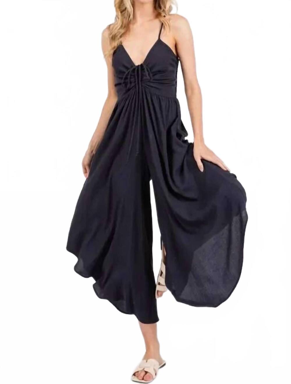 NEW FINAL TOUCH charolette ruched detail jumpsuit in black